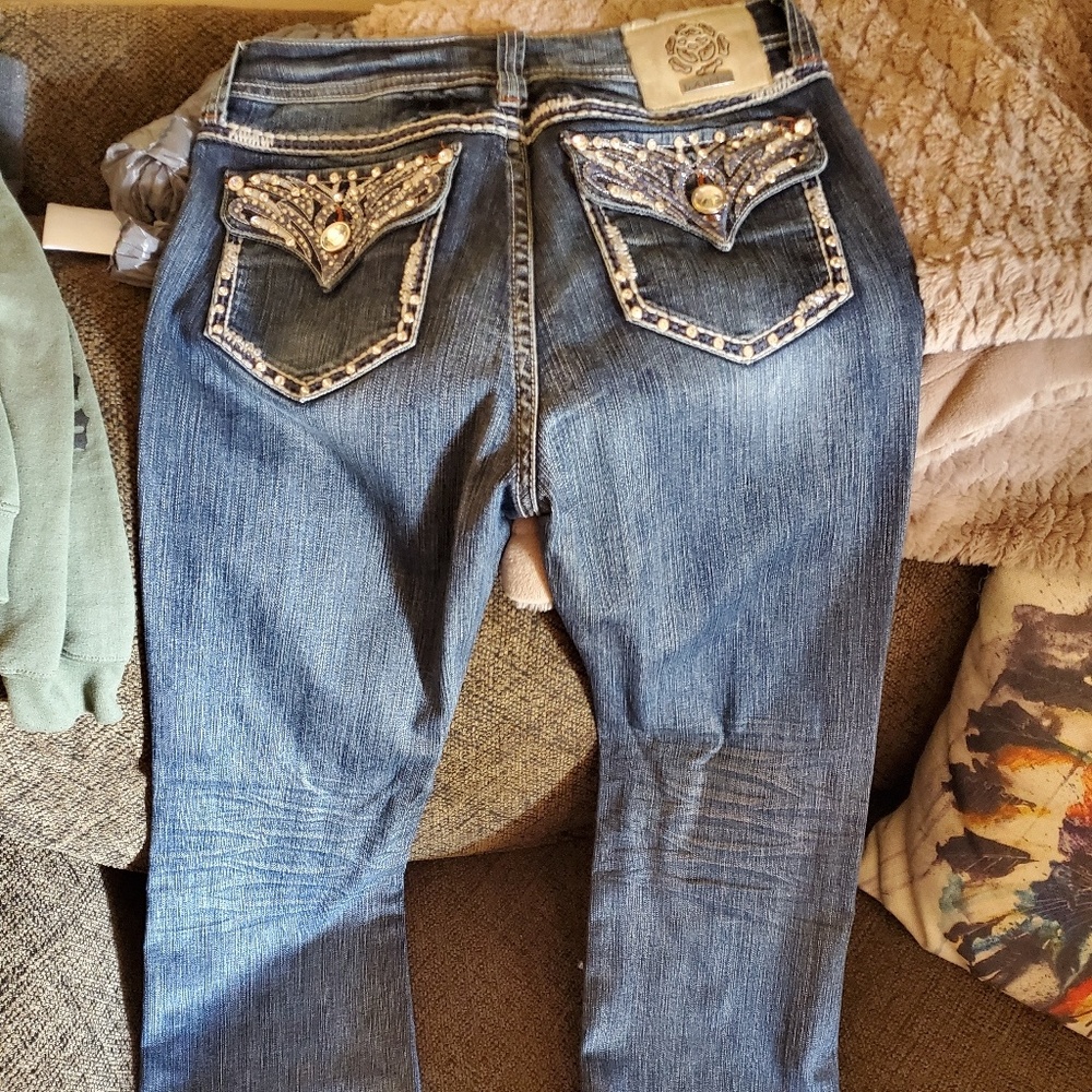 Rhinestone studded bootcut jeans